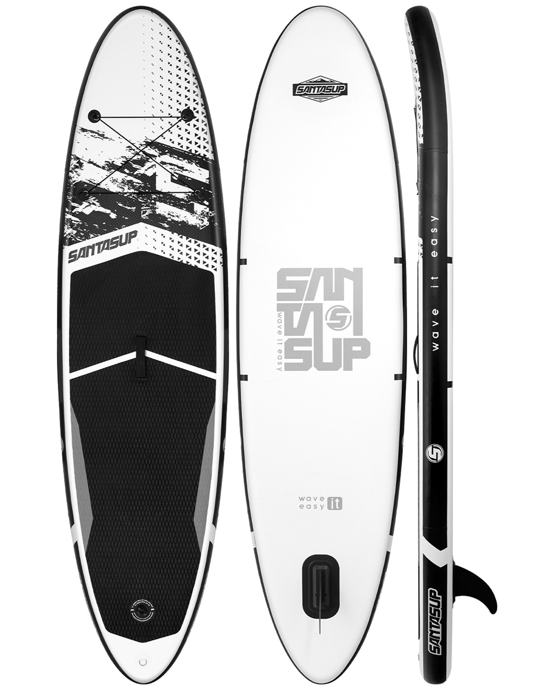 Paddle gonflable Zéphyr MotionPaddle — planche compacte noir et blanc vue de face