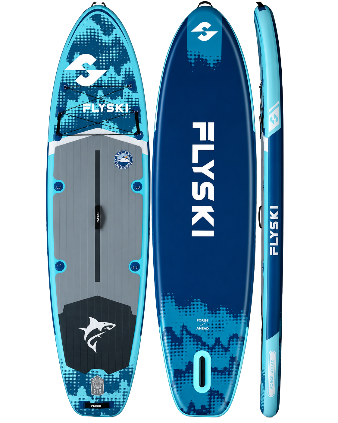 Paddle gonflable Azur MotionPaddle — planche familiale bleue extra-large vue de face