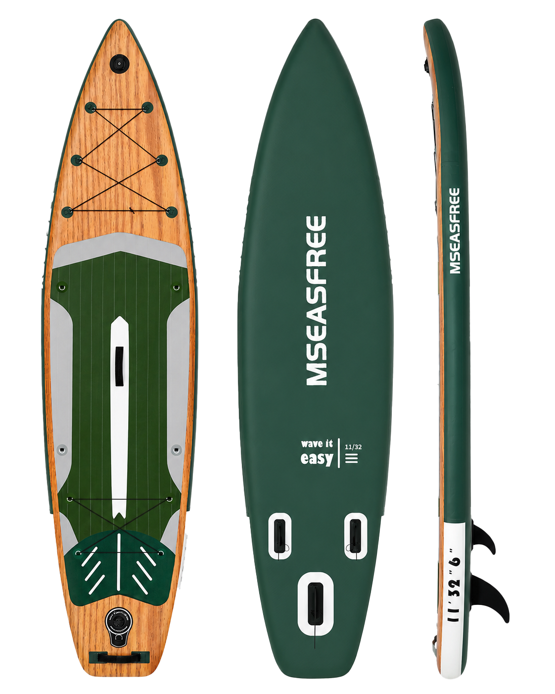 Paddle gonflable Bois flotté MotionPaddle — planche finition effet bois vue de face