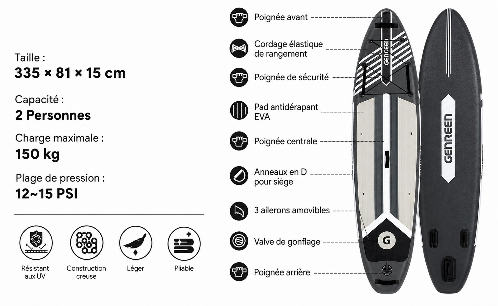 Paddle gonflable Sillage Noir MotionPaddle — photo 2
